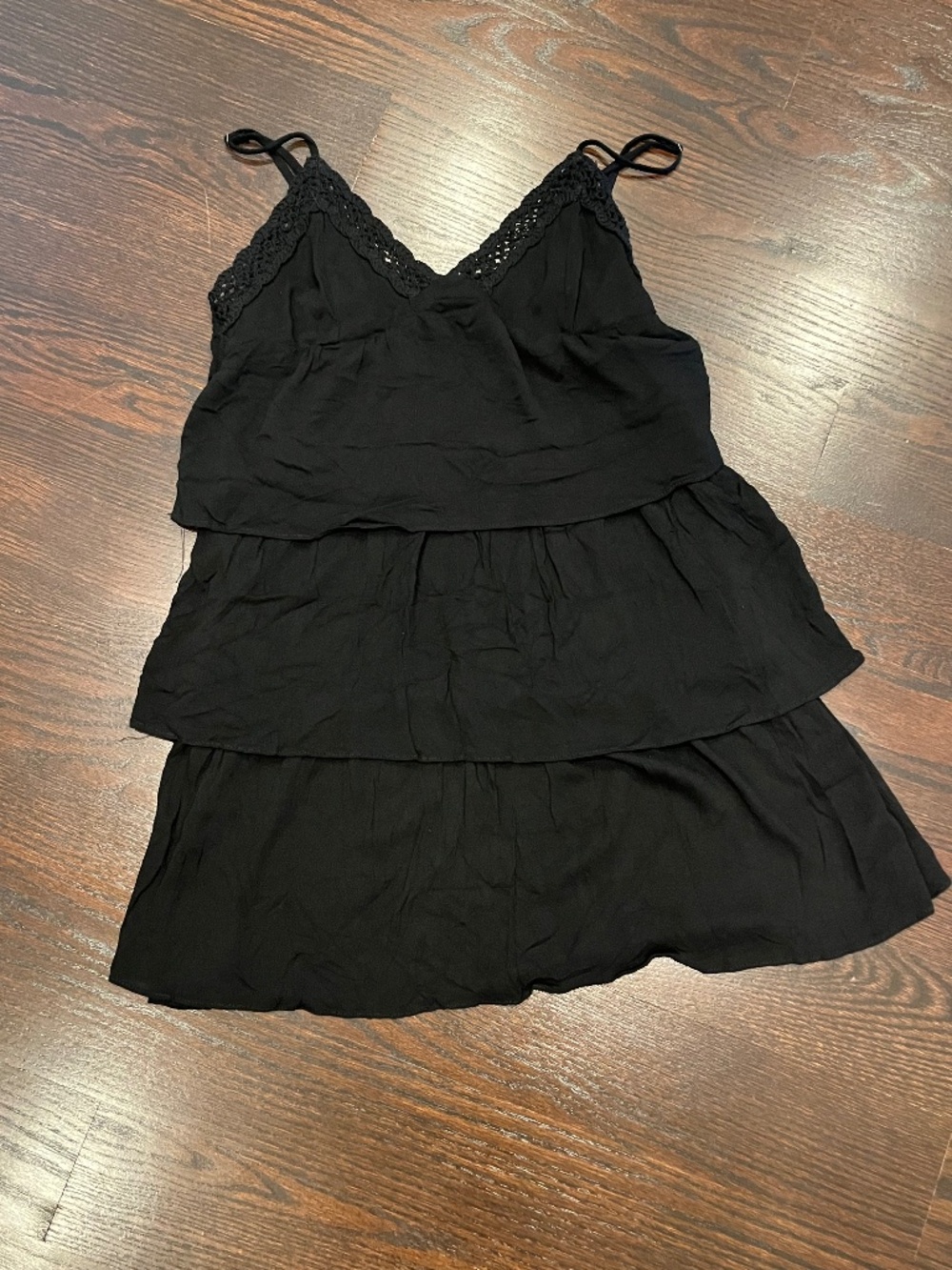 Camellia Black Babydoll Tiered Ruffle Dress/Camisole Top L